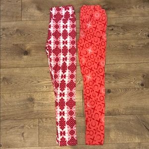 LuLaRoe Valentines leggings, lot of 2 pair.